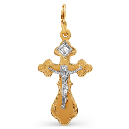 Подвеска крест, золото, фианит, Т13786110